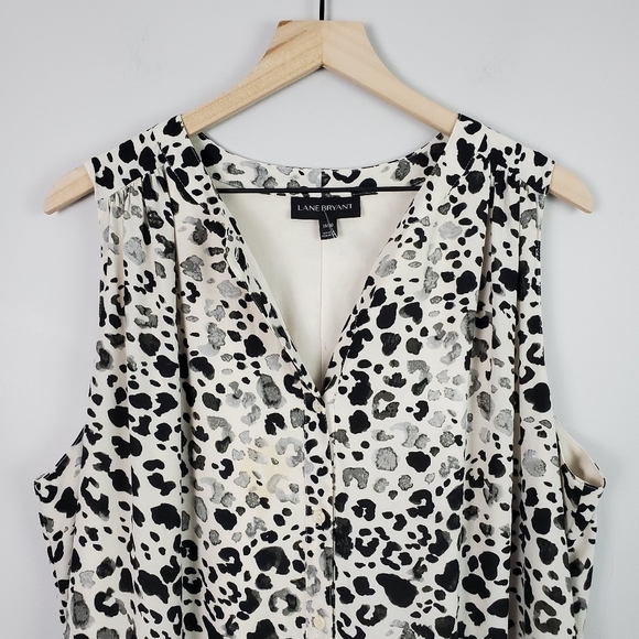 Lane Bryant Dress Black White Cheetah Print Button Front Dress 18/20 - Picture 3 of 8